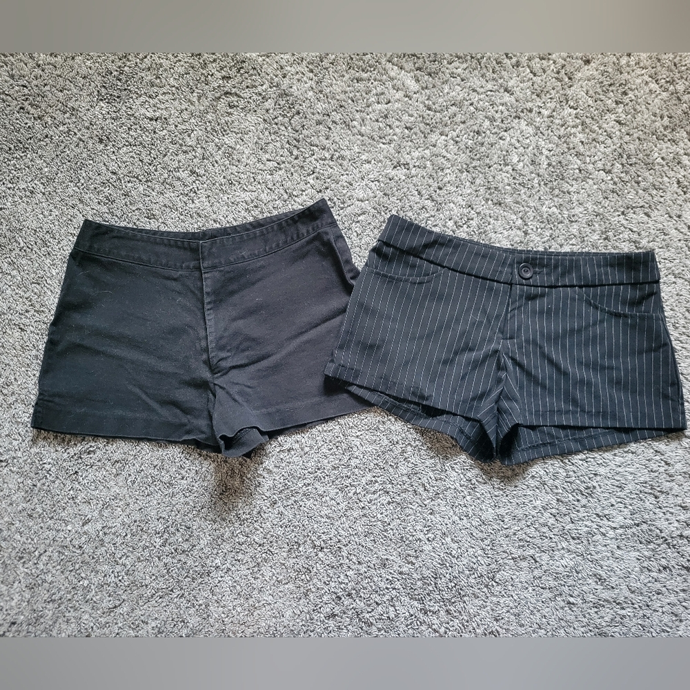 Women's Black Pinstripe and Solid Black Shorts Bundle Size Small